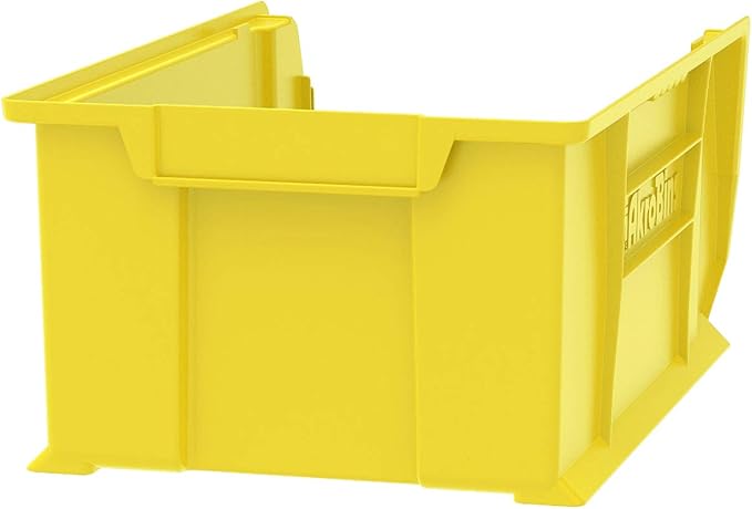 Akro-Mils 30281 Super-Size AkroBins Plastic Storage Bins, Space-Saving Stackable Bins for Garage, Classroom, Warehouse Organization, 20-Inch L x 12-Inch W x 8-Inch H, Yellow, 3-Pack