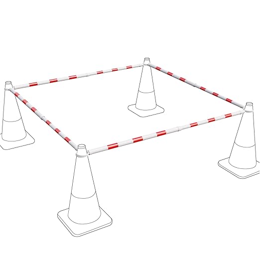 RoadHero 4 Pack 4 FT to 6.9 FT Retractable Cone Bar, Expandable Traffic Cone Bars for Parking Lots, Extendable Barricade for Road Construction, White and Red, Cone Not Included