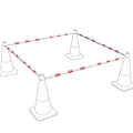 RoadHero 4 Pack 4 FT to 6.9 FT Retractable Cone Bar, Expandable Traffic Cone Bars for Parking Lots, Extendable Barricade for Road Construction, White and Red, Cone Not Included