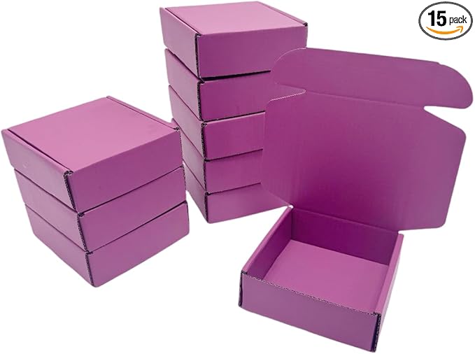 15 Pcs 4.7 x 4.7 x 1.6 Inches Mini Size Corrugated Cardboard Gift Boxes Recyclable Shipping Boxes for Packing Jewelry Ornament Gift Craft Packaging Supplier (Cranberry, 4.7 x 4.7 x 1.6")