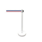 VIP Crowd Control Retractable Belt Stanchion Queue Safety Barrier Set, 36" Ht, 78" Belt + Wall Bracket (6 WHT Posts Patriot Belt + SFrame + WBracket)