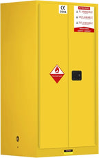 90 Gallon Yellow Flammable Storage Cabinet, Fireproof Steel Chemical Storage Locker with Adjustable Shelves, for Flammable Liquids, Industrial Use, Free Returns!