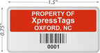 XpressTags 0.75"x1.5" Custom Asset Tags, Fixed Inventory Stickers with Barcode & Serial Number, Brushed Metalized Silver Polyester Labels - Pack Sizes 100 to 5000, Made in USA