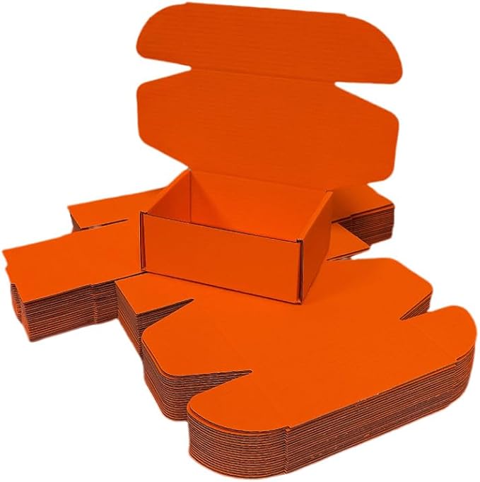 50 Pcs 4.3 x 3.1 x 2 inches Mini Size Corrugated Cardboard Gift Boxes Recyclable Shipping Boxes for Packing Jewelry Ornament Gift Craft Packaging Supplier (Orange Red, 4.3 x 3.1 x 2")