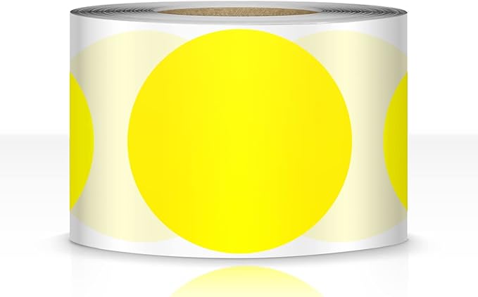 500 PCS Dot Sticker Tape 2" Inch Round Color Coding Labels Removable Writable Circle Floor Decal for Marking Organizing Social Distancing Yellow