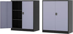Metal Storage Cabinet-36” Tall Steel File Cabinets with Lockable Doors and Adjustable Shelves-Black&Gray Steel Storage Cabinet for Home Office, School, Garage