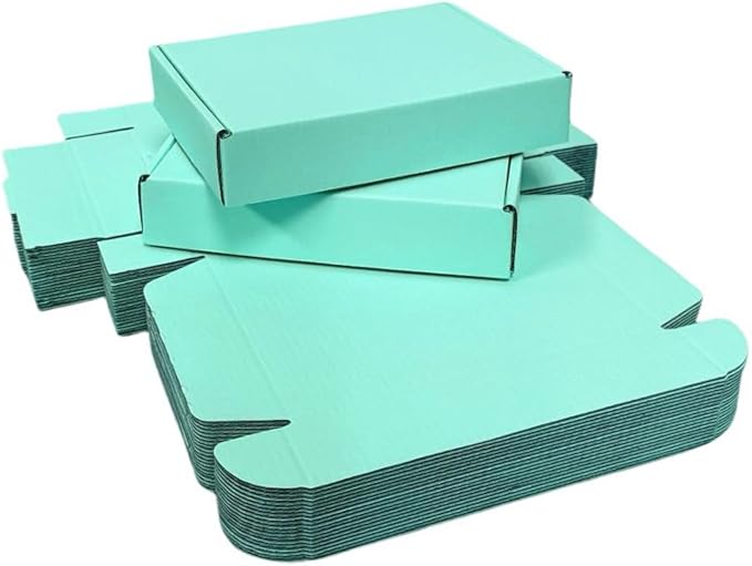 50 Pcs 11.8 x 8.5 x 2 inches Large Size Corrugated Cardboard Gift Boxes Recyclable Shipping Boxes for Packing Jewelry Ornament Gift Craft Packaging Supplier (Mint green, 11.8 x 8.5 x 2")