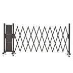 GYMTIME Expandable Metal Barricade, Safety Barrier with Casters, Flexible Mobile Gate, 23 Feet, Brown, Adjustable Temporary Fence for Garden Indoor