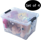 Ggbin 34 Quart Clear Lidded Storage Container Tote, Plastic Storage Box Bin with Black Latch, 4 Packs