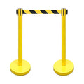 VIP Crowd Control Retractable Belt Stanchion Queue Safety Barrier Set, 36" Ht, 78" Belt (2 YEL Posts Black/Yellow Belt)