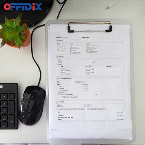 OFFIDIX Clipboard Storage Box Transparent Plastic Paper Clipboard Paper Holder Storage Clip Board Ideal for School, Home and Office Use