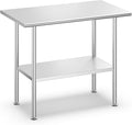 Stainless Steel Prep Table for Work, 24 * 36 Inch, High Load Bearing with Undershelf for Outdoor, Restaurants, Workshops, Kitchens, Garages and Gardens