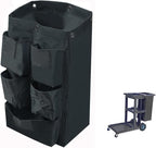 Replacement Janitorial Cart Bag with 5 Pockets,25 Gallon Housekeeping cart Bag High Capacity Waterproof Thickened Commercial Janitorial Cleaning Cart Bag with 6 Brass Grommets