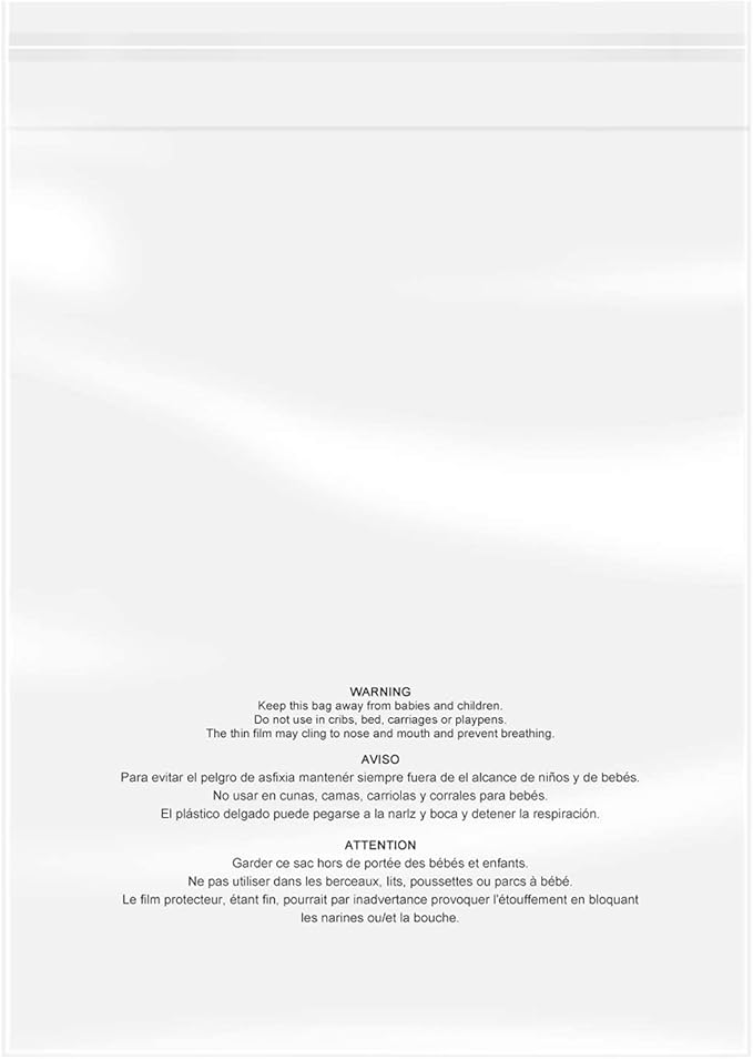 iMailer - 200 Count - 18" x 24" Clear Plastic Poly Bags with Suffocation Warning Self Seal 1.6 Mil for Clothing, T-Shirts, Pants-Resealable Adhesive,Not Strong