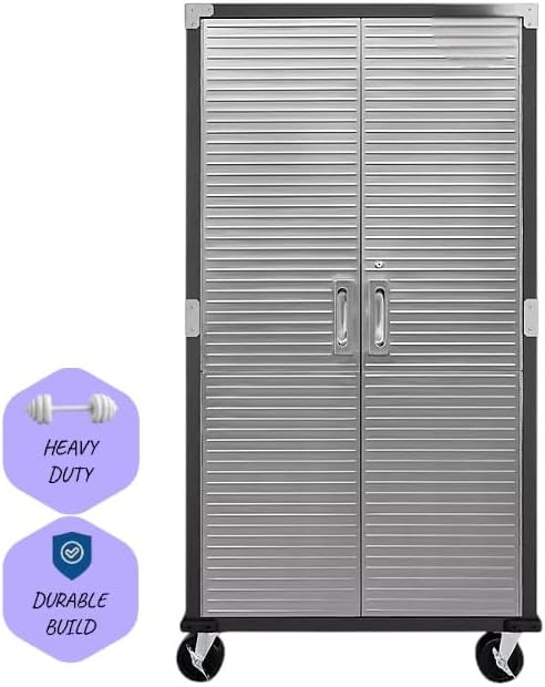 Heavy Duty Storage Solid Stainless Steel Cabinet with Lockable, Adjustable Shelf, Metal Garage Organizer (Graphite, 36" W x 18" D x 72" H)