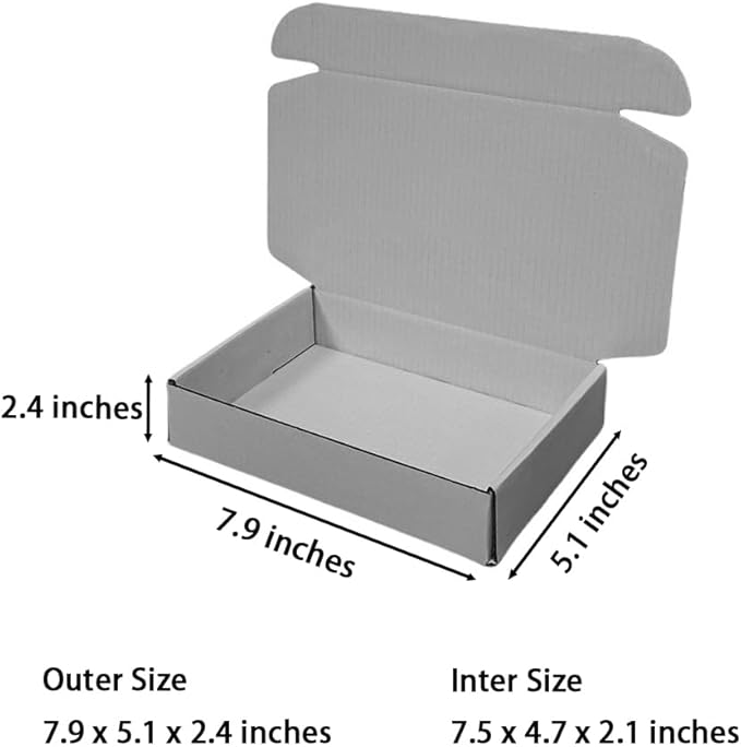 50 Pcs 7.9 x 4 x 1.2 inches Shipping Boxes for Small Business Cardboard Corrugated Mailer Boxes for Shipping Packaging Holidays Craft Gifts Phone Case Packaging (Gray, 7.9 x 4 x 1.2")