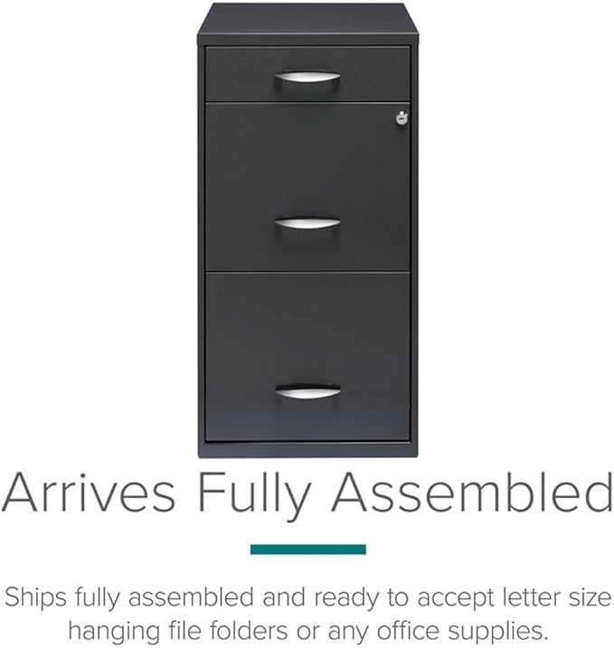 Scranton & Co 3-Drawer Contemporary Metal Filing Cabinet in Charcoal
