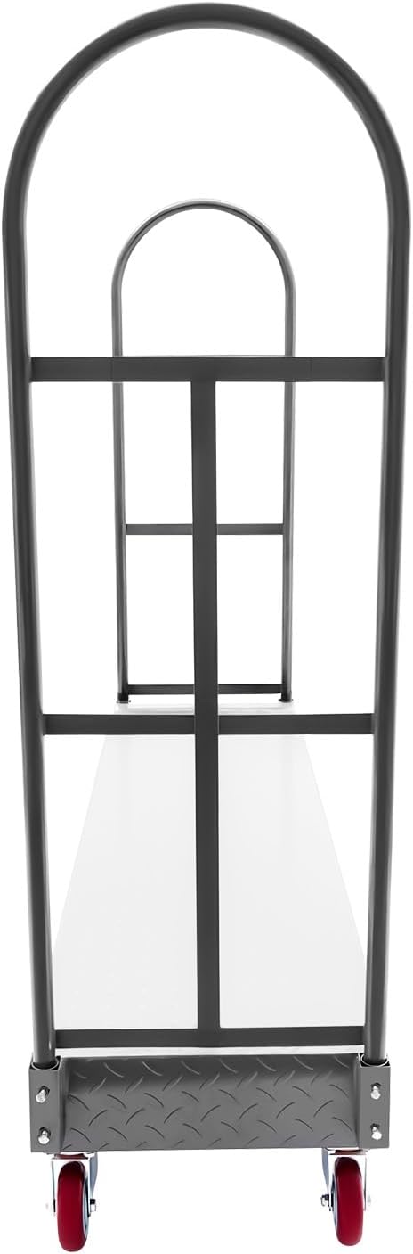 Heavy Duty, Narrow Aisle U-Boat Platform Truck, Premium Hand Truck Can Hold Loads Up to 2,000 Pounds, 15.7x64.6 Inch Steel Deck