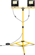 24000 Lumen Work Lights with Stand, 2 Adjustable Head LED Work Light with Adjustable and Foldable Tripod Stand, IP67 Waterproof Lamp Individual Switch with 16FT Cord for Outdoor Construction Lighting