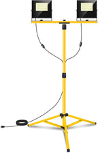 24000 Lumen Work Lights with Stand, 2 Adjustable Head LED Work Light with Adjustable and Foldable Tripod Stand, IP67 Waterproof Lamp Individual Switch with 16FT Cord for Outdoor Construction Lighting