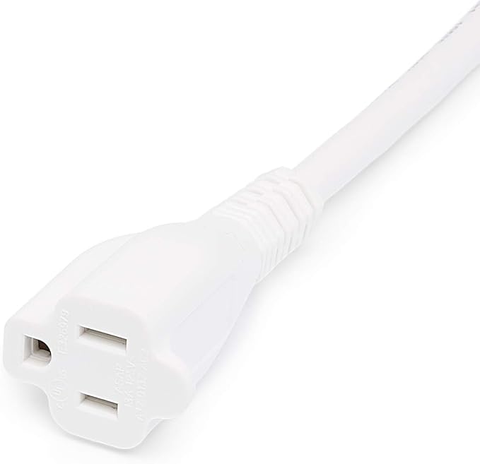 Amazon Basics Extension Cord, 13 Amps, 125V, 10 Foot, White - Pack of 2