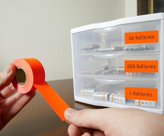 ChromaLabel 1 Inch Clean Remove Color Code Tape, 500 Inch Roll, Fluorescent Red-Orange