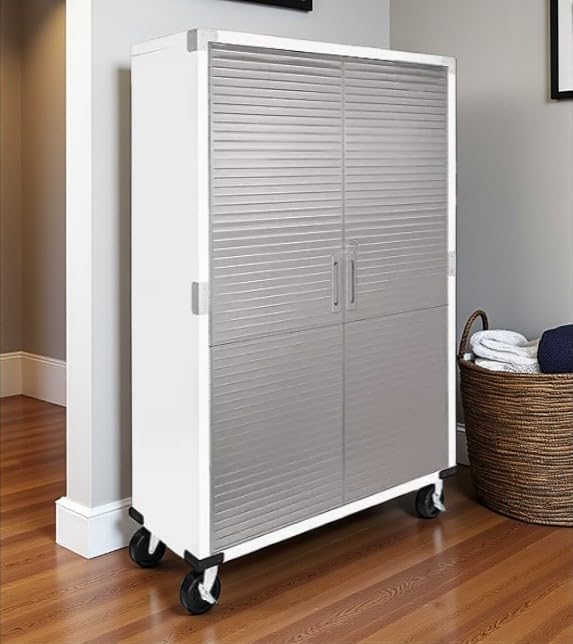 Heavy Duty Storage Solid Stainless Steel Cabinet with Lockable, Adjustable Shelf, Metal Garage Organizer (White, 48" W x 18" D x 72" H)