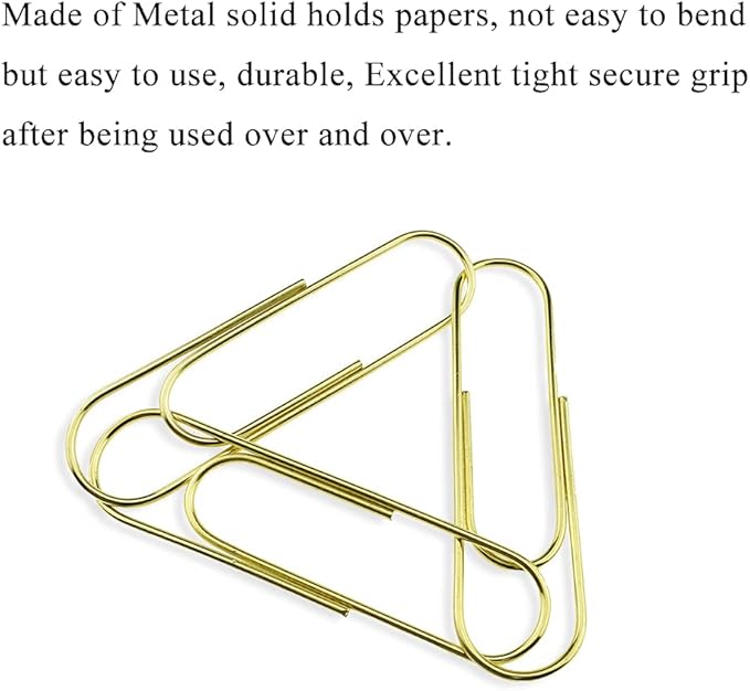 HAHIYO Paper Clips Sturdy 4 inches Length 14 Pack Paperclips Heavy Duty Tight Grip Rust Proof Reusable Metal Bright Gold for Home Office School