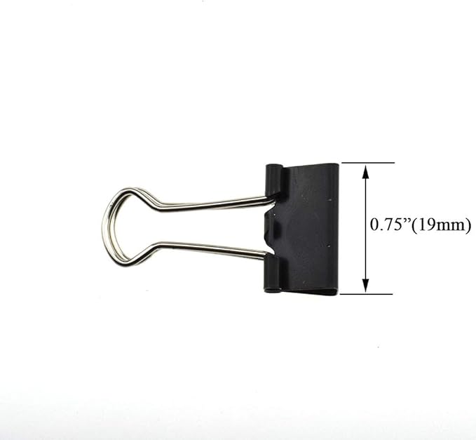 HAHIYO Binder Clips Paper Clamps Spring Steel Sturdy Small 0.75 inches Width 0.28 Inch Capacity No Sharp Edges Heavy Duty Tight Grip Reusable Black Metal Bright Finish for Home Office School 30 Pack