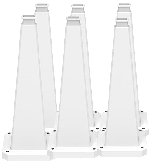 BESEA 6 Pack 28" Bright White Traffic Safety Cones with Weighted Base, High-Visibility Parking Cones for Driveways, Business Parking Lots, Garages, Indoor/Outdoor Use