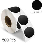 500 PCS Dot Sticker Tape 2" Inch Round Color Coding Labels Removable Writable Circle Floor Decal for Marking Organizing Social Distancing Black
