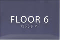 6" X4" Floor 6 Sign - ADA Compliant Tactile Graphics Grade 2 Braille Text | Wall Mount Plastic Directional Assistance, Floor Number Sign for Office, Schools, Hospitals, Apartments