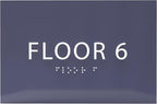 6" X4" Floor 6 Sign - ADA Compliant Tactile Graphics Grade 2 Braille Text | Wall Mount Plastic Directional Assistance, Floor Number Sign for Office, Schools, Hospitals, Apartments