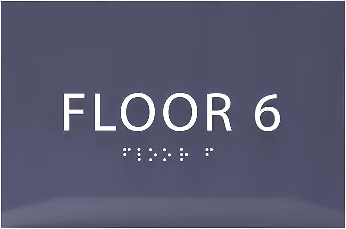 6" X4" Floor 6 Sign - ADA Compliant Tactile Graphics Grade 2 Braille Text | Wall Mount Plastic Directional Assistance, Floor Number Sign for Office, Schools, Hospitals, Apartments
