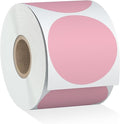 Misofuki 2" 750 Labels Pink Circle Direct Thermal Stickers Labels Roll Compatible with Zebra, Rollo, MUNBYN, Self-Adhesive Round Direct Thermal Labels