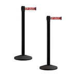 Crowd Control Warehouse CCW Series RBB-100 - Set of 2 Stanchion Retractable Belt Barriers - 11 Foot, Red"Danger - Keep Out" White Letters Belt with Black Post - Easy Assembly