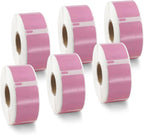 BETCKEY Colored Labels Compatible with Dymo 30330 (3/4" x 2") Small Multipurpose Labels, Compatible for Dymo LabelWriter Thermal 450, 4XL & Zebra Desktop Printers [6 Rolls, Pink]