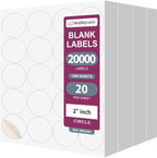 NextDayLabels - 2 Inch Round Circle Stickers - Matte White Blank Laser/Inkjet Printer Labels (20000 Labels, 1000 Sheets, 20 Per Sheet)