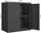 GREATMEET Metal Garage Storage Cabinet with Lock, Metal Wall Cabinets for Garage, Wall Mount Cabinet, Upper Cabinets Wall Mounted, Utility Cabinet with Adjustable Shelf for Home Office, Black