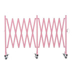 GYMTIME Expandable Metal Barricade, Flexible Mobile Safety Barrier, Folding Security Gate with Casters, Adjustable Traffic Temporary Fence for School, Shopping Mall, 16 Feet, Pale Pink