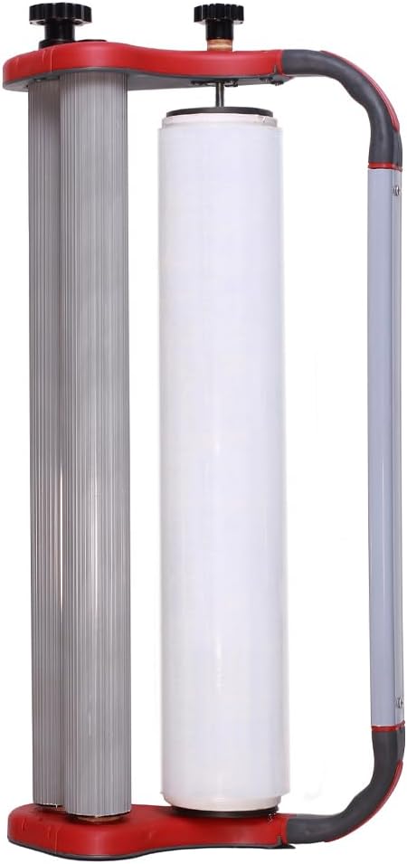 Pre Stretched Handheld Stretch Wrap Film Dispenser, Double Roller Design Manual Film Wrapper Wrapping Hand Tools, for 20" (50cm) Stretch Film Packing