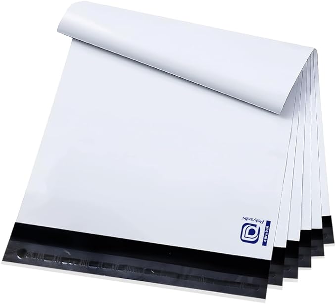 POLYSELLS Poly Mailers Shipping Envelopes, Strong Adhesive Sealing, Waterproof, and Tear-resistant Postal Mailing Bags for Clothing, Books, and Accessories (White, 100, 6" X 9")