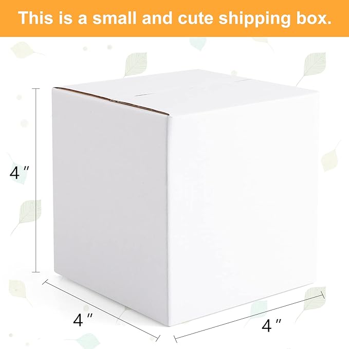 Eupako 4x4x4" Cardboard Box Mailers 25 Pack White Cube Corrugated Small Shipping Boxes for Mailing