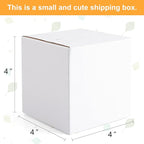 Eupako 4x4x4" Cardboard Box Mailers 25 Pack White Cube Corrugated Small Shipping Boxes for Mailing
