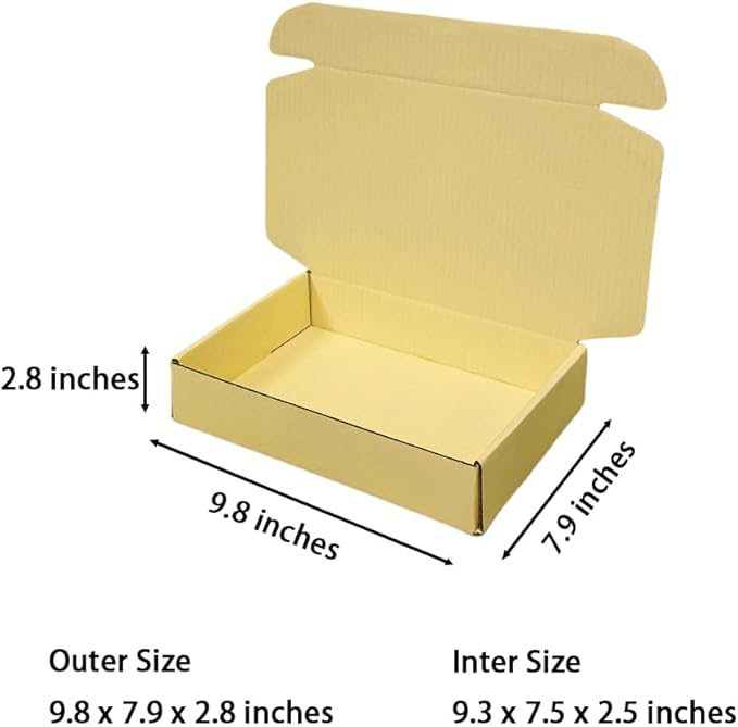 30 Pcs 9.8 x 7.9 x 2.8 inches Shipping Boxes for Small Business Cardboard Corrugated Mailer Boxes for Shipping Packaging Holidays Craft Gifts Giving Products (Butter Yellow, 9.8 x 7.9 x 2.8")