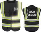 YOWESHOP High Reflective Visibility Safety Vest Custom Your Logo Safety Workwear with Reflective Strips and Front Zipper