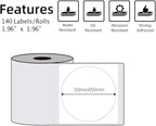 Phomemo Multi-Purpose Self-Adhesive Round Circle Label for Phomemo M110/M100/M220/M221/M108 Label Maker, 1.96" x 1.96"（50x50 mm） Thermal Labels for Barcode, DIY Logo Design, Black on White