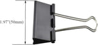 HAHIYO Binder Clips Paper Clamps Spring Steel Sturdy Large 1.97 inches Width 0.74 Inch Capacity No Sharp Edges Heavy Duty Tight Grip Reusable Black Metal Bright Finish for Home Office School 17 Pack