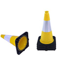 4 Pack 18 Inch Yellow PVC Safety Cones Black Base Stable, Perfect for Parking Practice, Driving School, Construction and Outdoor Sports (4, Yellow, 18 Inch)
