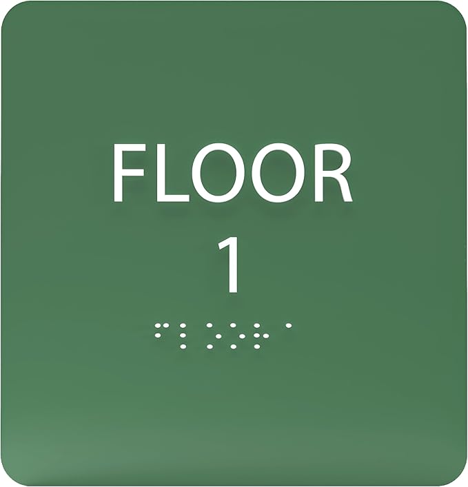 Spruce ADA Floor 1 Sign with Braille – Made from Durable Acrylic and Ready to Mount